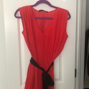 ❤️sale❤️ Zara basic red dress with black tie waist